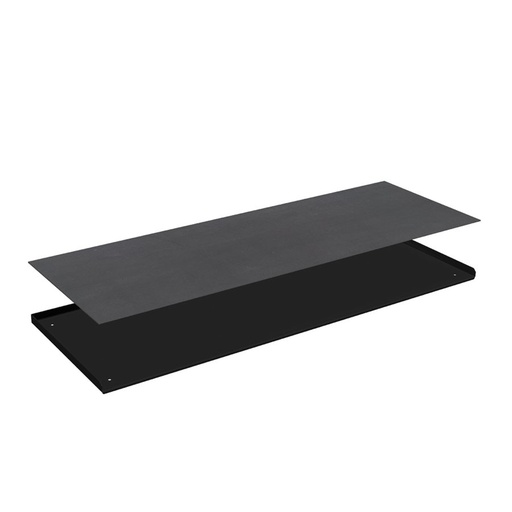 [025597] Encimera metálica con 3 rebordes y recubrimiento de caucho - Dim.: 1026x555x20h mm - Negro