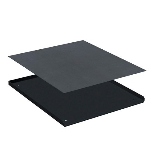 [025604] Encimera metálica con 3 rebordes y recubrimiento de caucho - Dim.: 512x555x20h mm - Negro