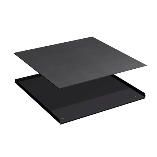 [025605] Encimera metálica con 3 rebordes y recubrimiento de caucho - Dim.: 559x567x20h mm - Negro