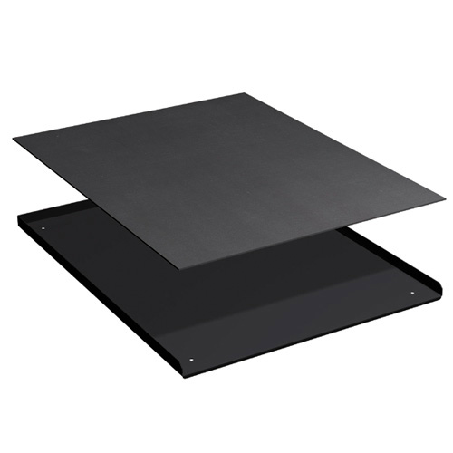 [025607] Encimera metálica con 3 rebordes y recubrimiento de caucho - Dim.: 717x572x20h mm - Negro