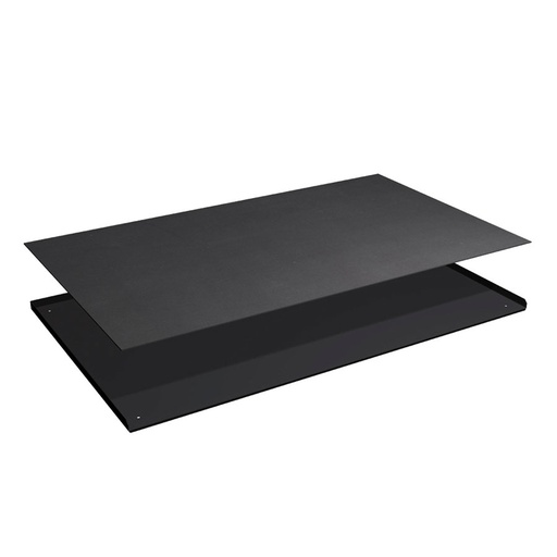 [025612] Encimera metálica con 3 rebordes y recubrimiento de caucho - Dim.: 1193x725x20h mm - Negro