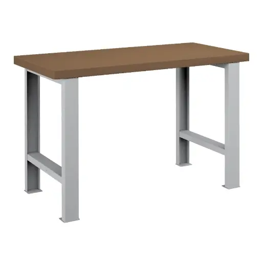 [025698] Banco de trabajo para taller estándar - Dim.: 1250x750x840h mm - Encimera DM, 2 patas - Gris ral 7035