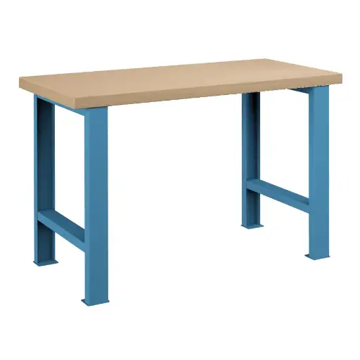 [025701] Banco de trabajo para taller estándar - Dim.: 1250x750x840h mm - Encimera Multiplex, 2 patas - Azul ral 5012