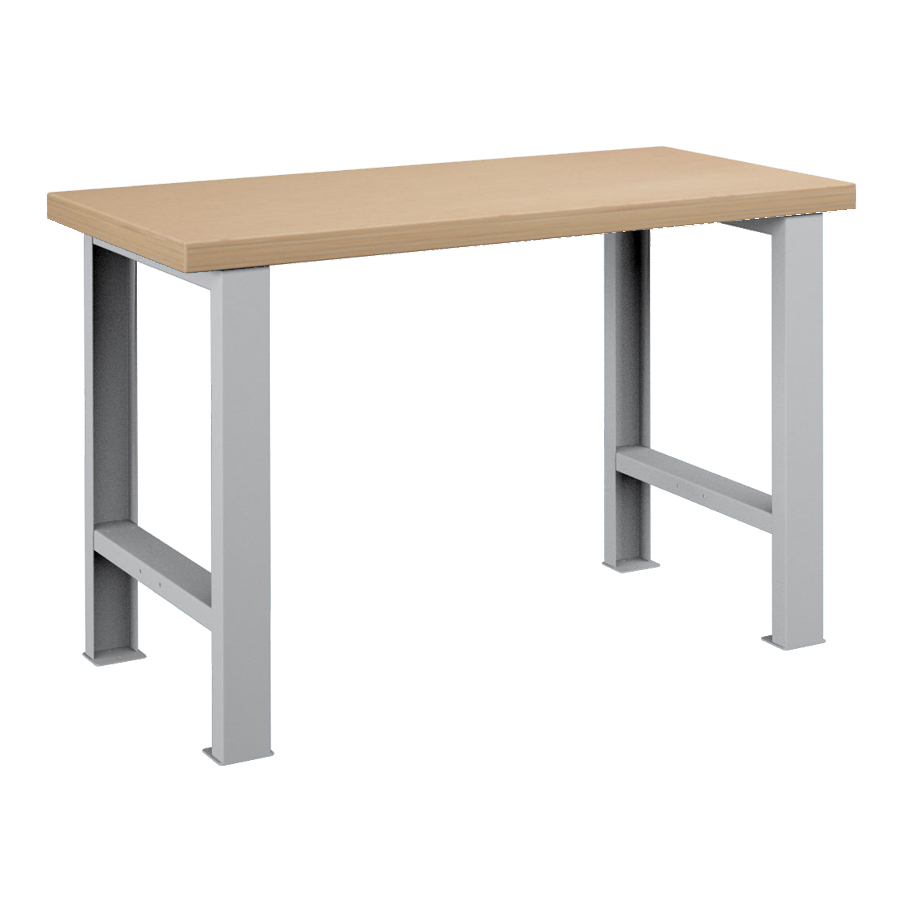 [025702] Banco de trabajo para taller estándar - Dim.: 1250x750x840h mm - Encimera Multiplex, 2 patas - Gris ral 7035