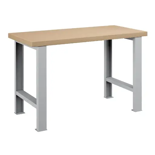 [025702] Banco de trabajo para taller estándar - Dim.: 1250x750x840h mm - Encimera Multiplex, 2 patas - Gris ral 7035