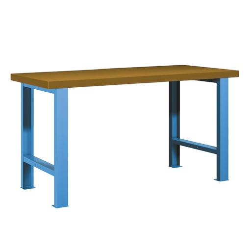 [025741] Banco de trabajo estándar - Dim.: 1500x750x840h mm - Encimera DM, 2 patas - Azul ral 5012