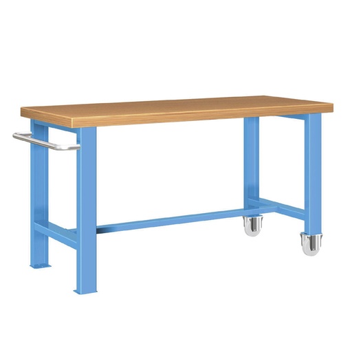 [025789] Banco de trabajo estándar móvil - Dim.: 1500x750x840h mm - Multiplex, tirador y 2 ruedas - Azul ral 5012