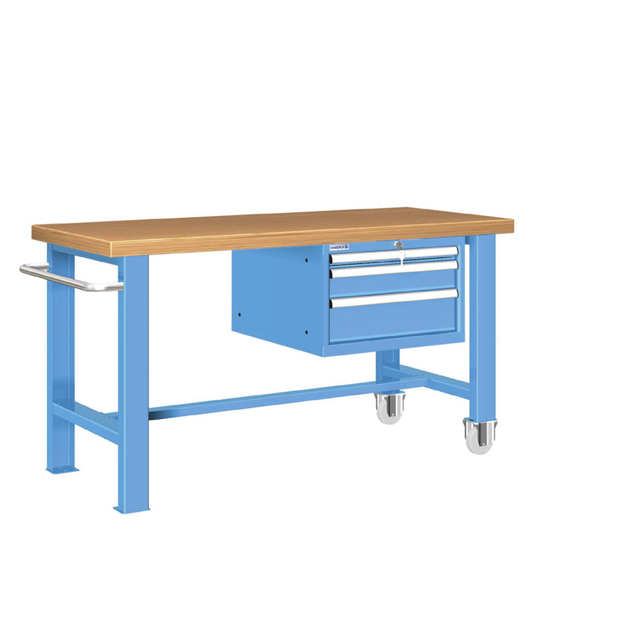 [025791] Banco de trabajo estándar móvil - Dim.: 1500x750x840h mm - Cajones de altura 50, 100 y 150 mm - Azul ral 5012