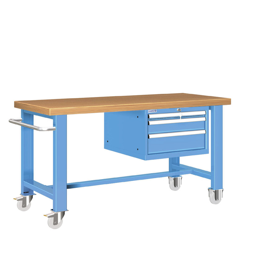 [025795] Banco de trabajo estándar móvil - Dim.: 1500x750x840h mm - Cajones de altura 50, 100 y 150 mm - Azul ral 5012