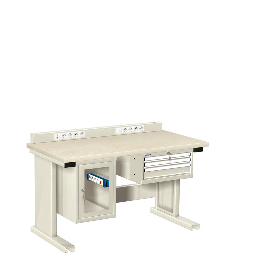 [025801] Estación de trabajo para tareas eléctricas y/o electrónicas - DIm.: 1500x750x1000h mm - Gris ral 7035