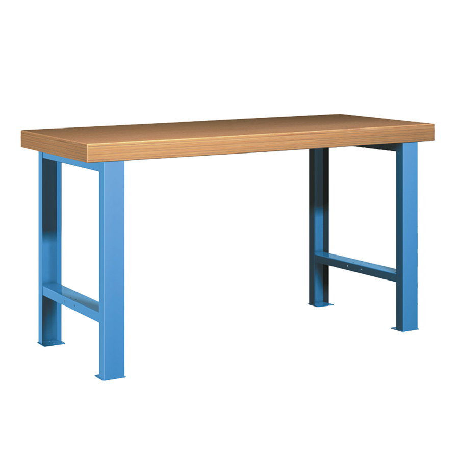[025858] Banco de trabajo estándar - Dim.: 1500x750x850h mm - Encimera Multiplex, 2 patas - Azul ral 5012