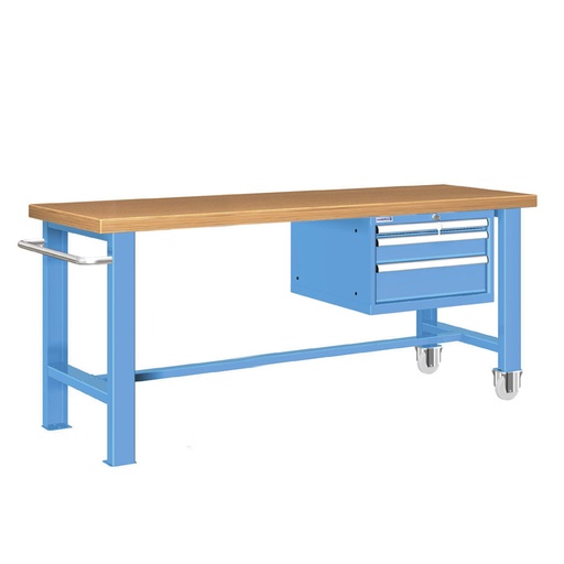 [025962] Banco de trabajo estándar móvil - Dim.: 2000x750x840h mm - Cajones de altura 50, 100 y 150 mm - Azul ral 5012