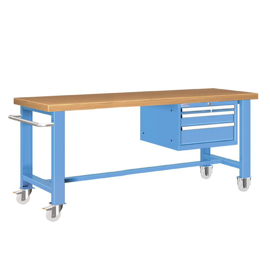 [025966] Banco de trabajo estándar móvil - Dim.: 2000x750x840h mm - Cajones de altura 50, 100 y 150 mm - Gris ral 7035