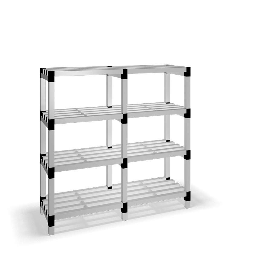 [030019] Estantería de plástico modular con 4 estantes alistonados - Dim.: 1500x500x1500h mm - Gris claro