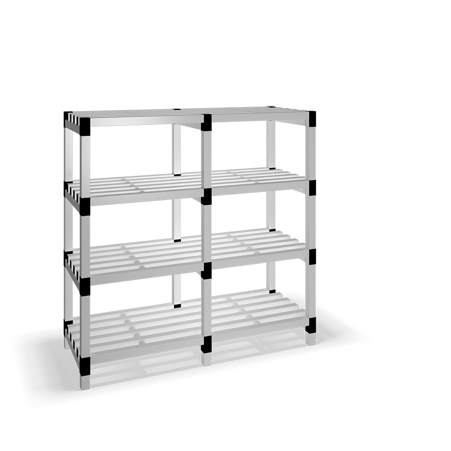 [030020] Estantería de plástico modular con 4 estantes alistonados - Dim.: 1500x600x1500h mm - Gris claro