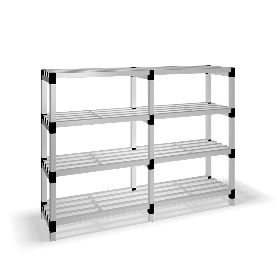 [030022] Estantería de plástico modular con 4 estantes alistonados - Dim.: 2000x500x1500h mm - Gris claro
