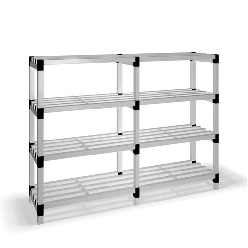 [030022] Estantería de plástico modular con 4 estantes alistonados - Dim.: 2000x500x1500h mm - Gris claro