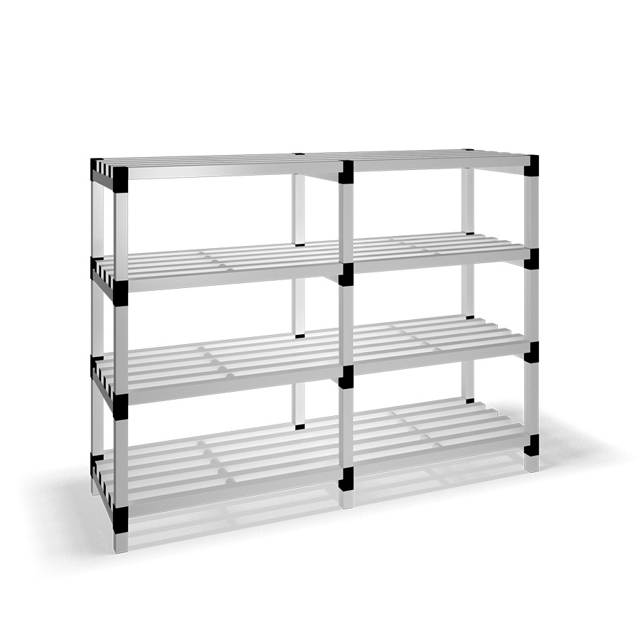 [030023] Estantería de plástico modular con 4 estantes alistonados - Dim.: 2000x600x1500h mm - Gris claro