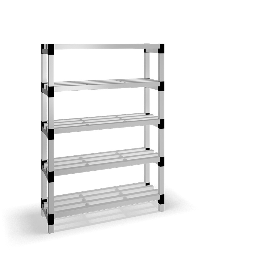 [030027] Estantería de plástico modular con 5 estantes alistonados - Dim.: 1200x400x1745h mm - Gris claro