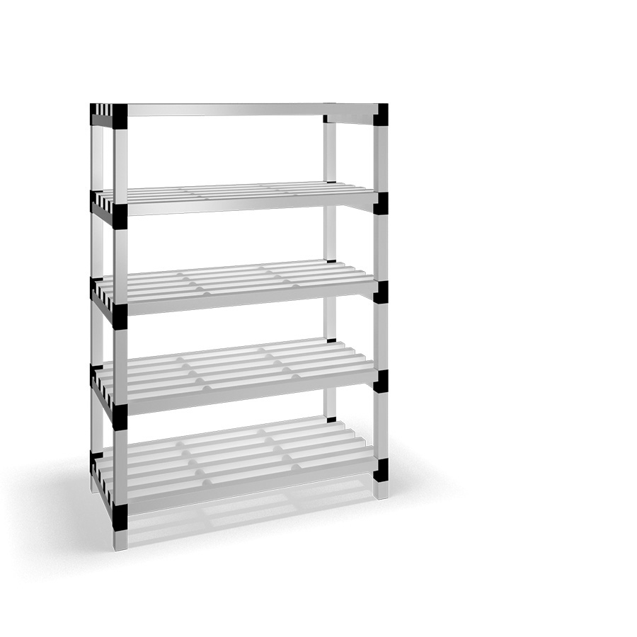 [030029] Estantería de plástico modular con 5 estantes alistonados - Dim.: 1200x600x1745h mm - Gris claro