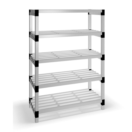 [030029] Estantería de plástico modular con 5 estantes alistonados - Dim.: 1200x600x1745h mm - Gris claro