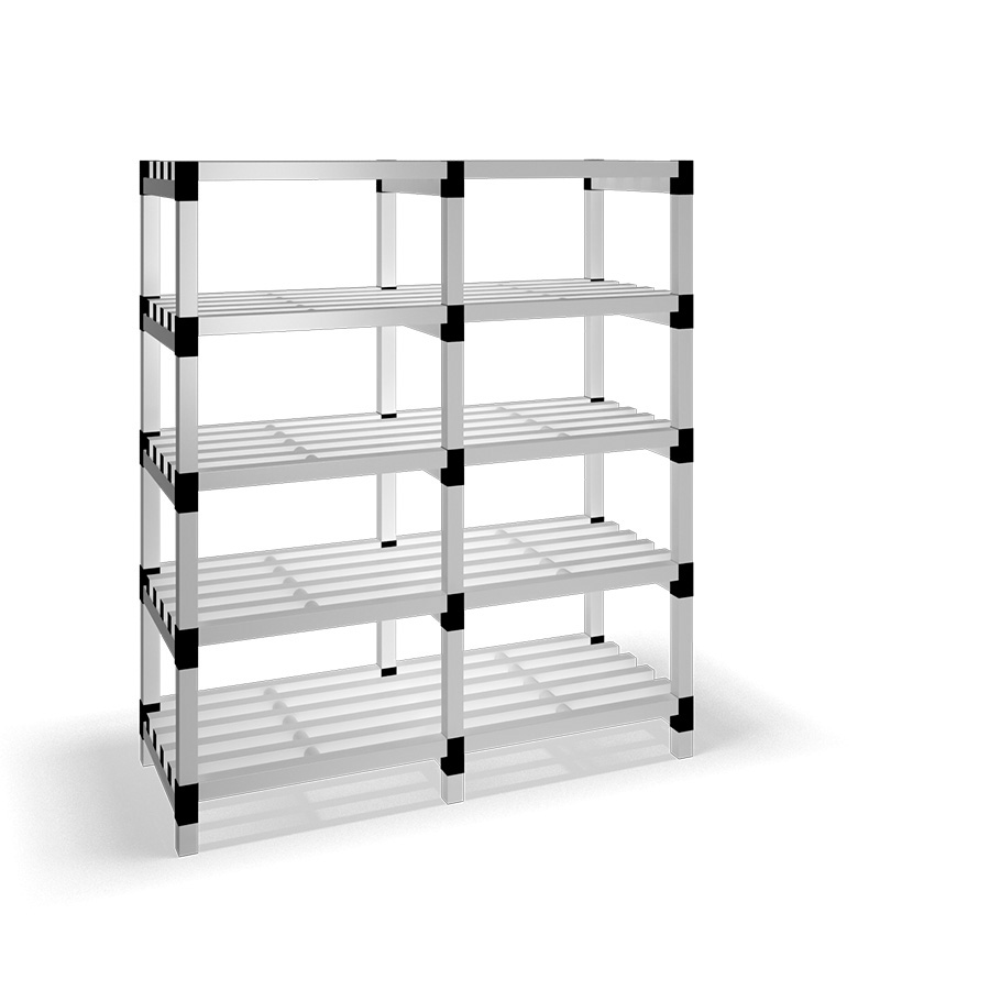 [030032] Estantería de plástico modular con 5 estantes alistonados - Dim.: 1500x600x1745h mm - Gris claro