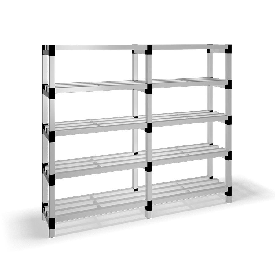 [030033] Estantería de plástico modular con 5 estantes alistonados - Dim.: 2000x400x1745h mm - Gris claro