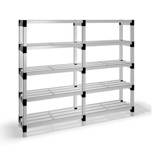 [030033] Estantería de plástico modular con 5 estantes alistonados - Dim.: 2000x400x1745h mm - Gris claro