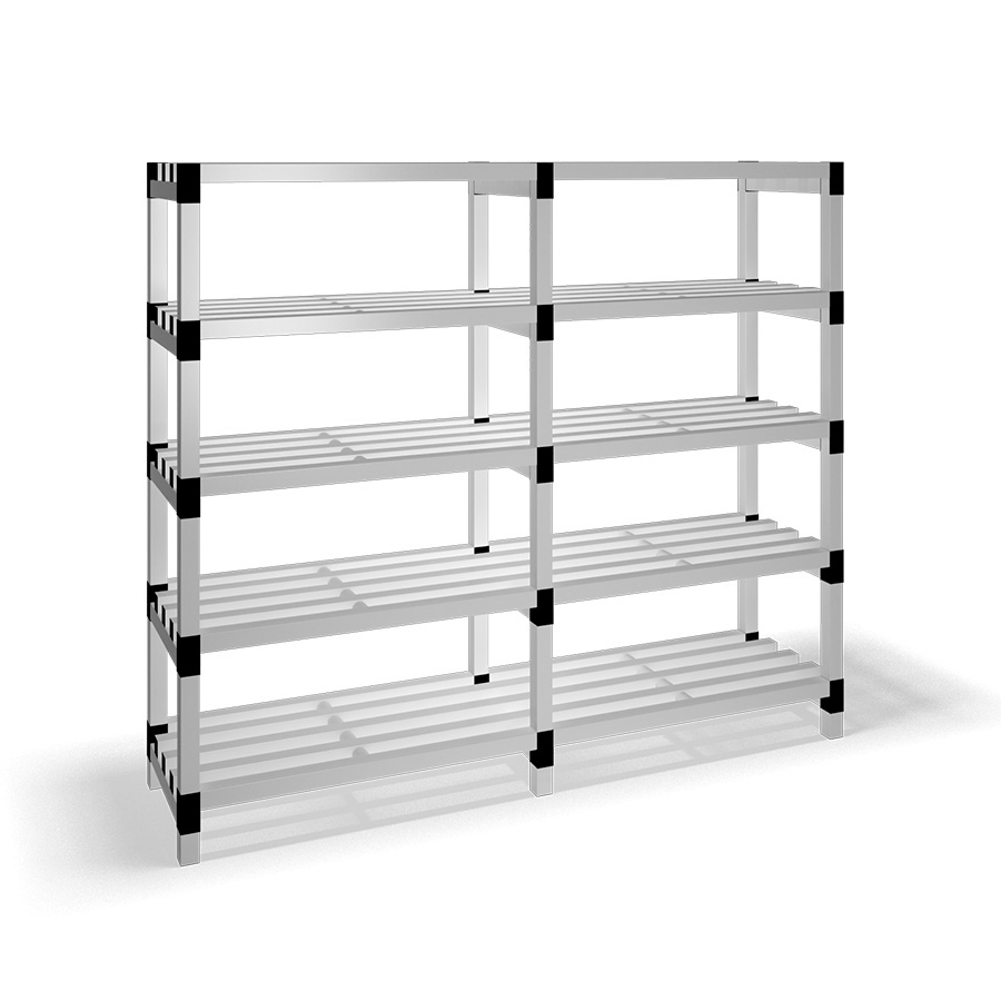 [030034] Estantería de plástico modular con 5 estantes alistonados - Dim.: 2000x500x1745h mm - Gris claro