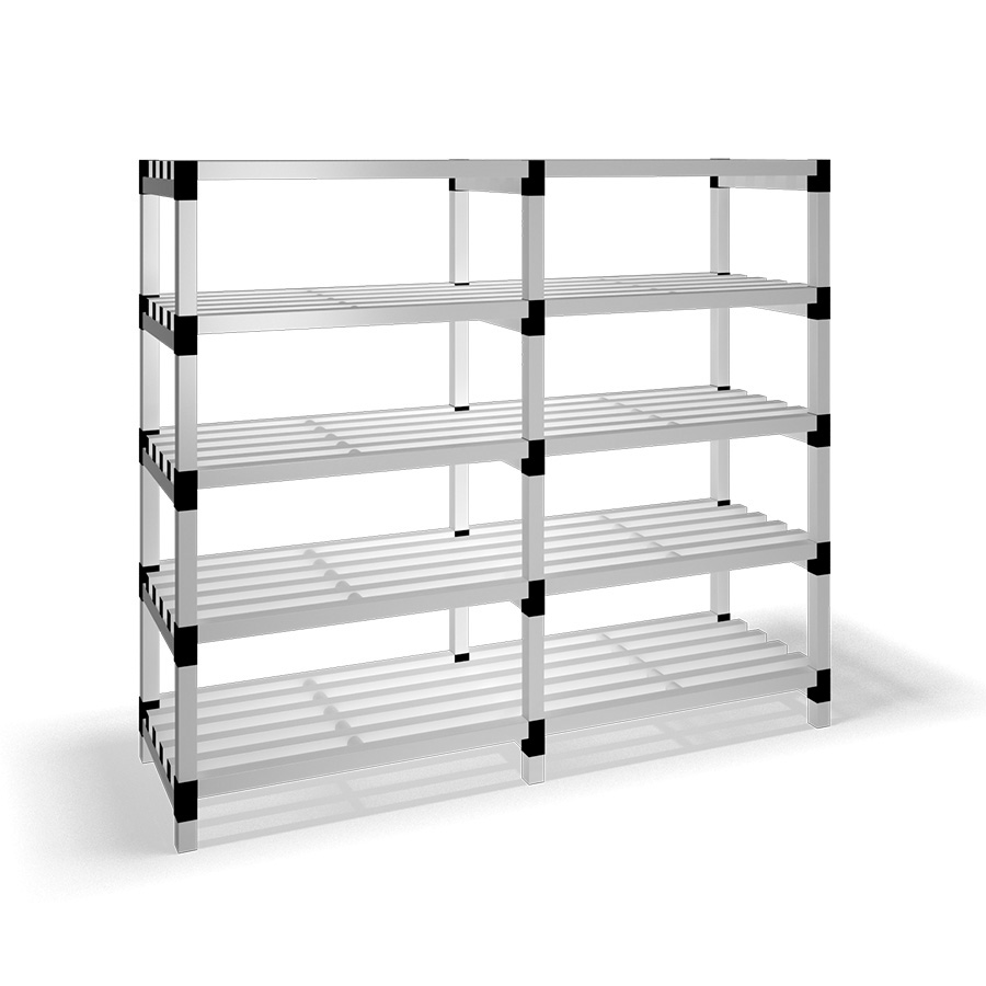 [030035] Estantería de plástico modular con 5 estantes alistonados - Dim.: 2000x600x1745h mm - Gris claro