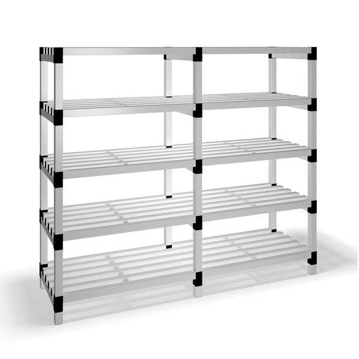 [030035] Estantería de plástico modular con 5 estantes alistonados - Dim.: 2000x600x1745h mm - Gris claro