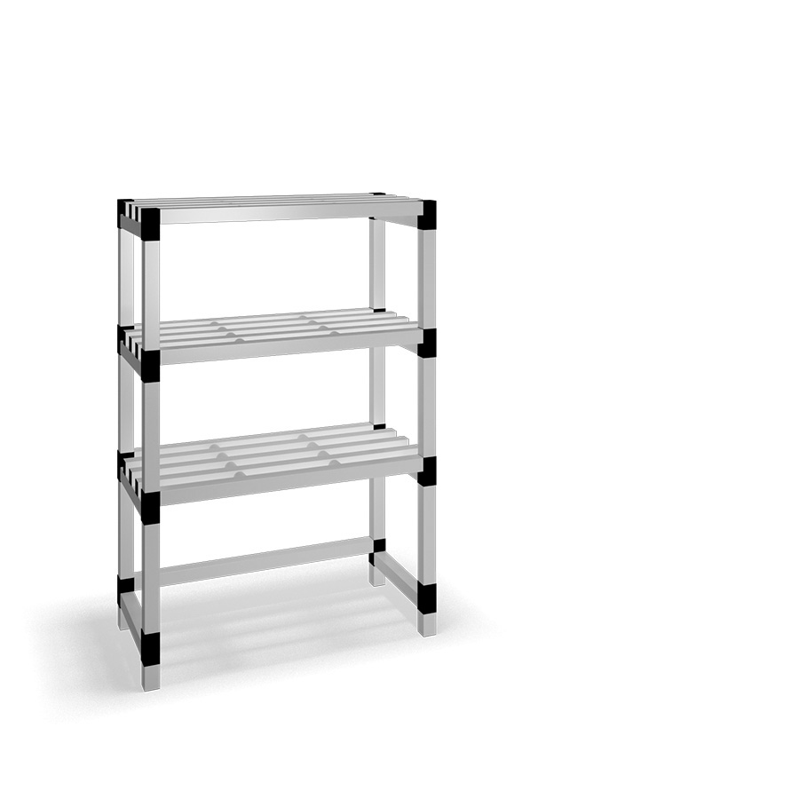 [030036] Estantería de plástico modular con 3 estantes alistonados - Dim.: 1000x500x1500h mm - Gris claro