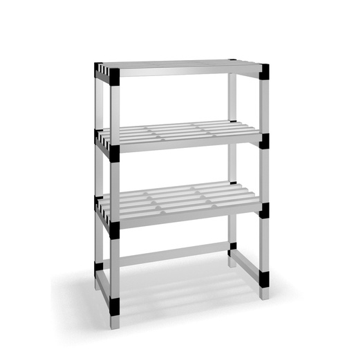 [030037] Estantería de plástico modular con 3 estantes alistonados - Dim.: 1000x600x1500h mm - Gris claro