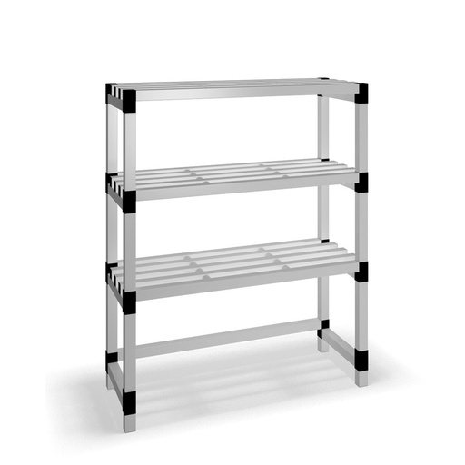 [030038] Estantería de plástico modular con 3 estantes alistonados - Dim.: 1200x500x1500h mm - Gris claro