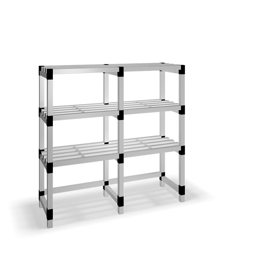 [030040] Estantería de plástico modular con 3 estantes alistonados - Dim.: 1500x500x1500h mm - Gris claro