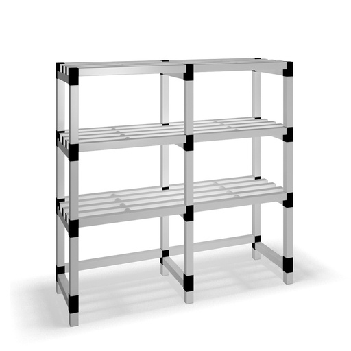 [030040] Estantería de plástico modular con 3 estantes alistonados - Dim.: 1500x500x1500h mm - Gris claro