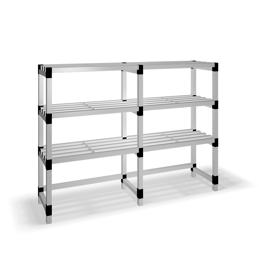 [030042] Estantería de plástico modular con 3 estantes alistonados - Dim.: 2000x500x1500h mm - Gris claro