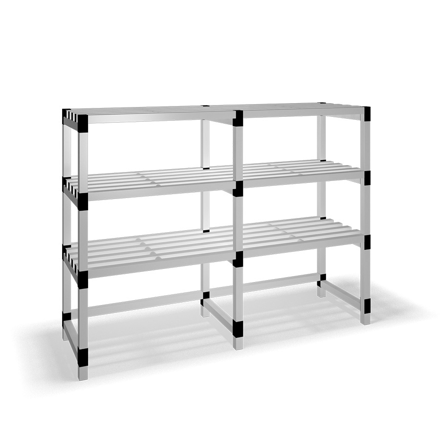 [030043] Estantería de plástico modular con 3 estantes alistonados - Dim.: 2000x600x1500h mm - Gris claro