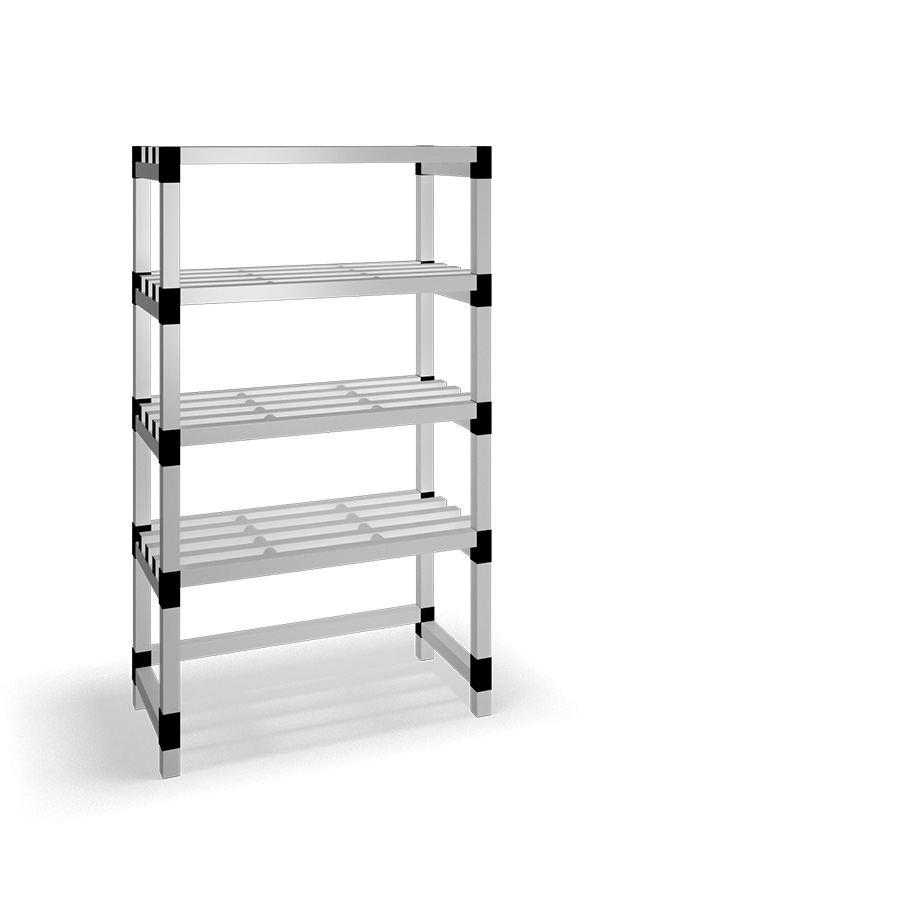 [030044] Estantería de plástico modular con 4 estantes alistonados - Dim.: 1000x500x1745h mm - Gris claro