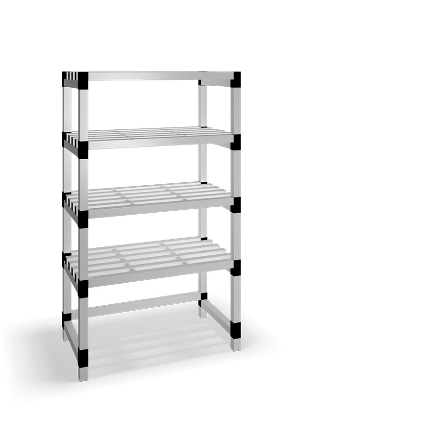 [030045] Estantería de plástico modular con 4 estantes alistonados - Dim.: 1000x600x1745h mm - Gris claro