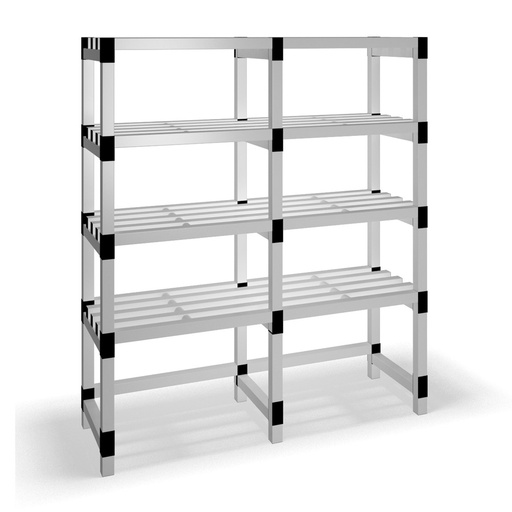 [030048] Estantería de plástico modular con 4 estantes alistonados - Dim.: 1500x500x1745h mm - Gris claro