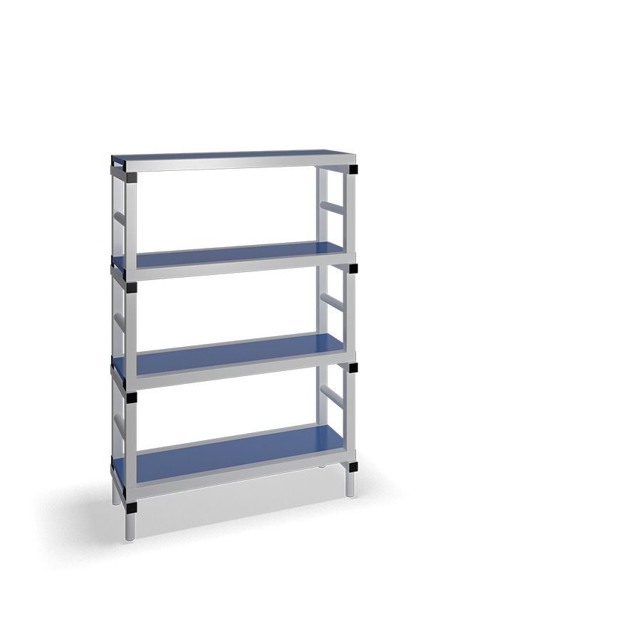 [030052] Estantería de plástico plegable con 4 estantes lisos - Dim.: 1000x400x1500h mm - Gris claro