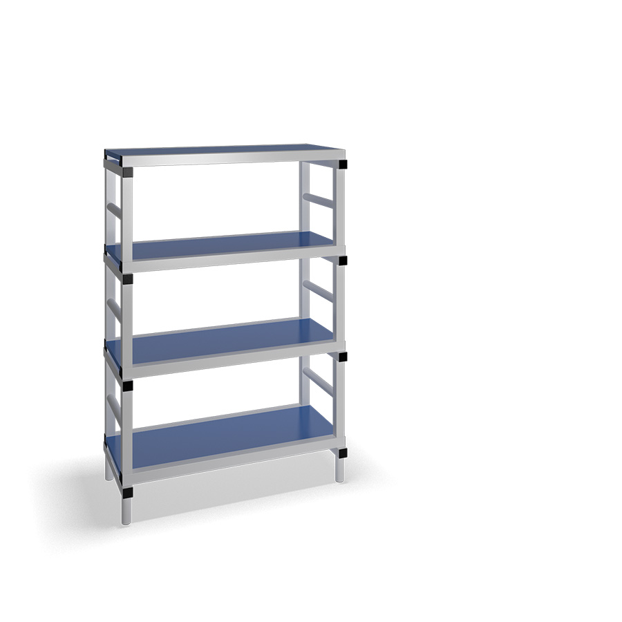 [030053] Estantería de plástico plegable con 4 estantes lisos - Dim.: 1000x500x1500h mm - Gris claro