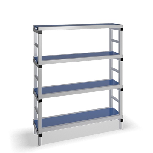 [030054] Estantería de plástico plegable con 4 estantes lisos - Dim.: 1200x400x1500h mm - Gris claro