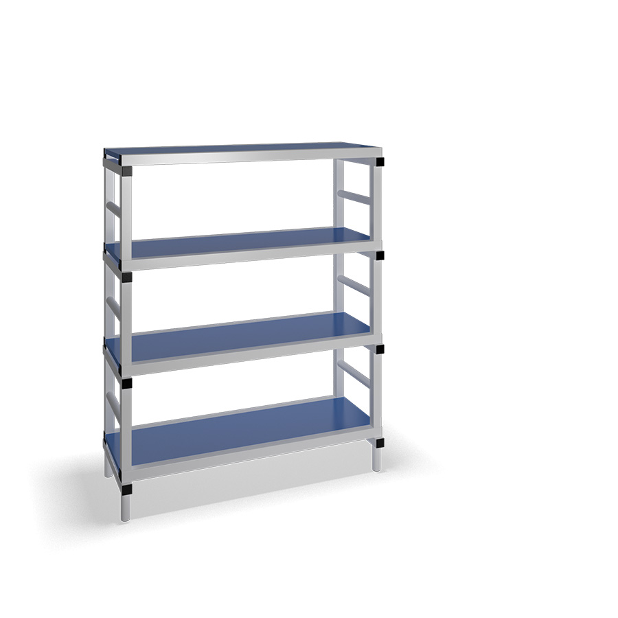 [030055] Estantería de plástico plegable con 4 estantes lisos - Dim.: 1200x500x1500h mm - Gris claro