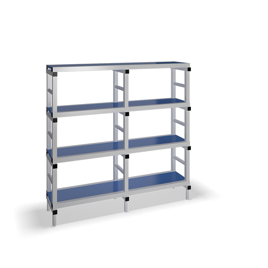 [030056] Estantería de plástico plegable con 4 estantes lisos - Dim.: 1500x400x1500h mm - Gris claro