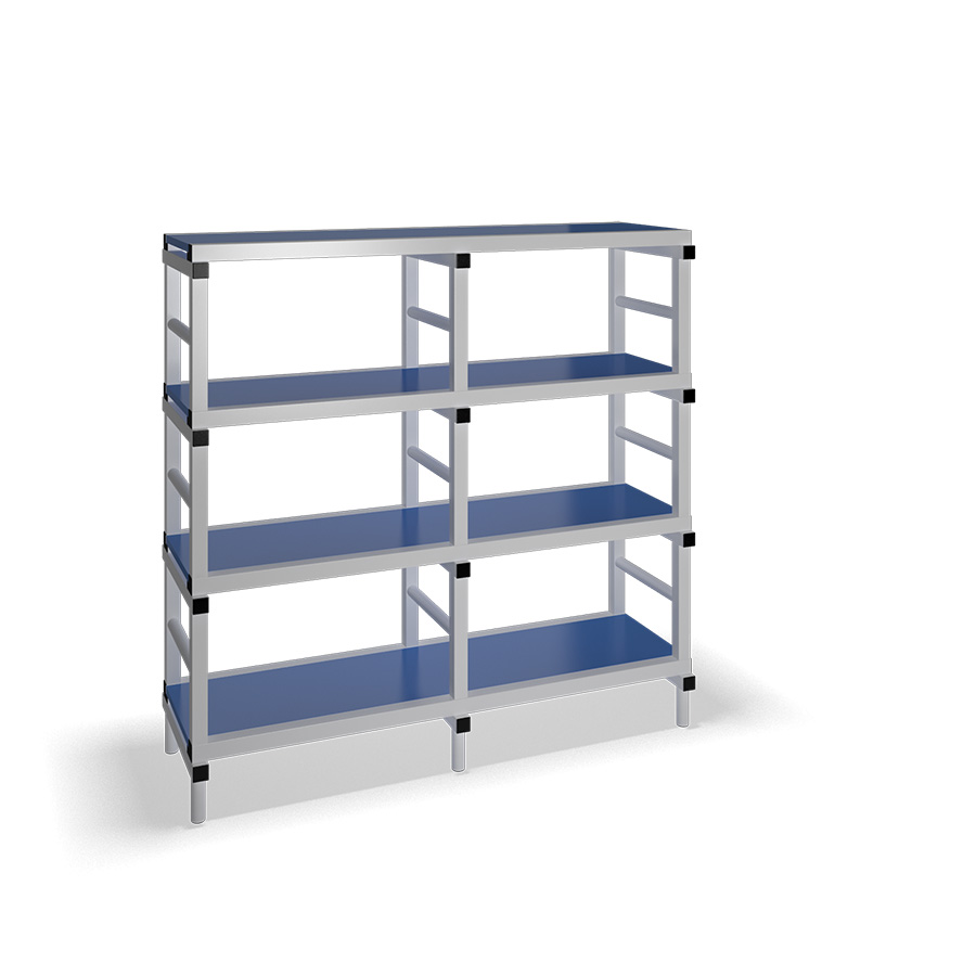 [030057] Estantería de plástico plegable con 4 estantes lisos - Dim.: 1500x500x1500h mm - Gris claro