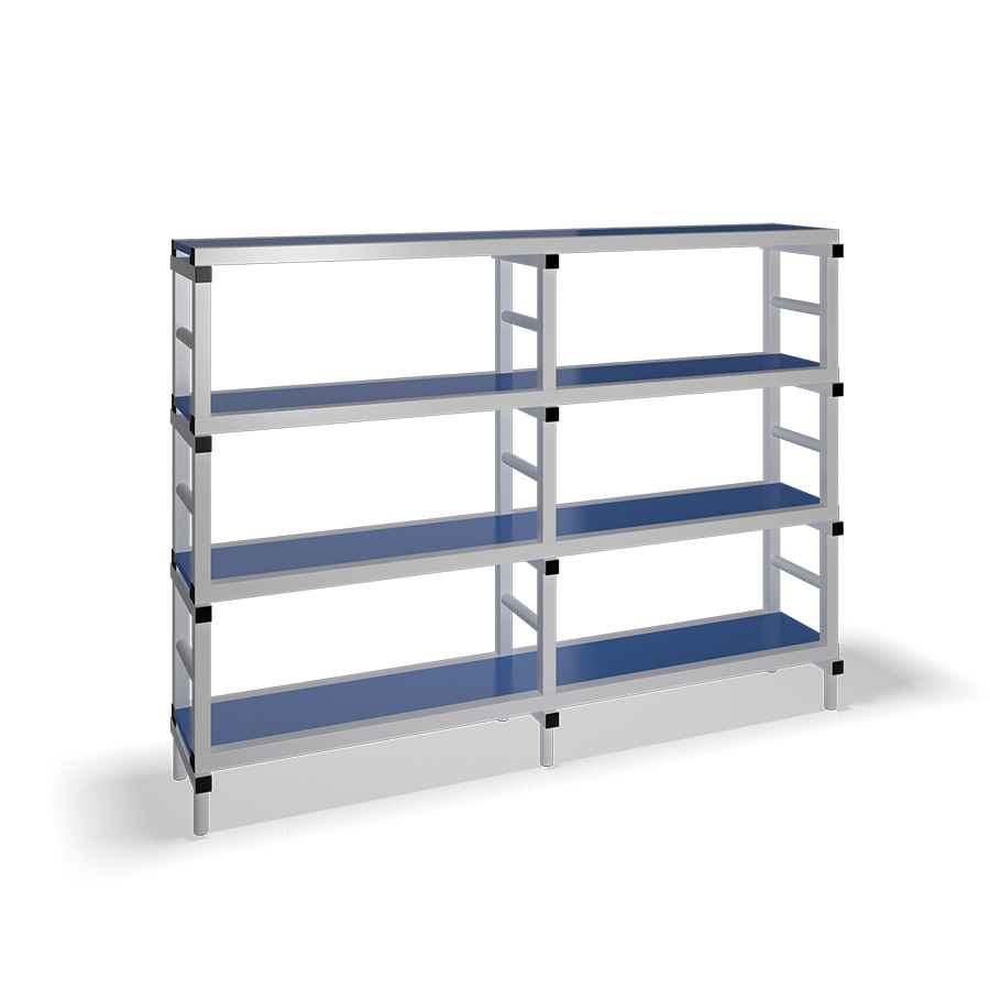 [030058] Estantería de plástico plegable con 4 estantes lisos - Dim.: 2000x400x1500h mm - Gris claro