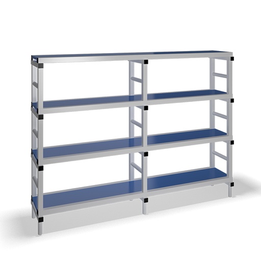 [030058] Estantería de plástico plegable con 4 estantes lisos - Dim.: 2000x400x1500h mm - Gris claro