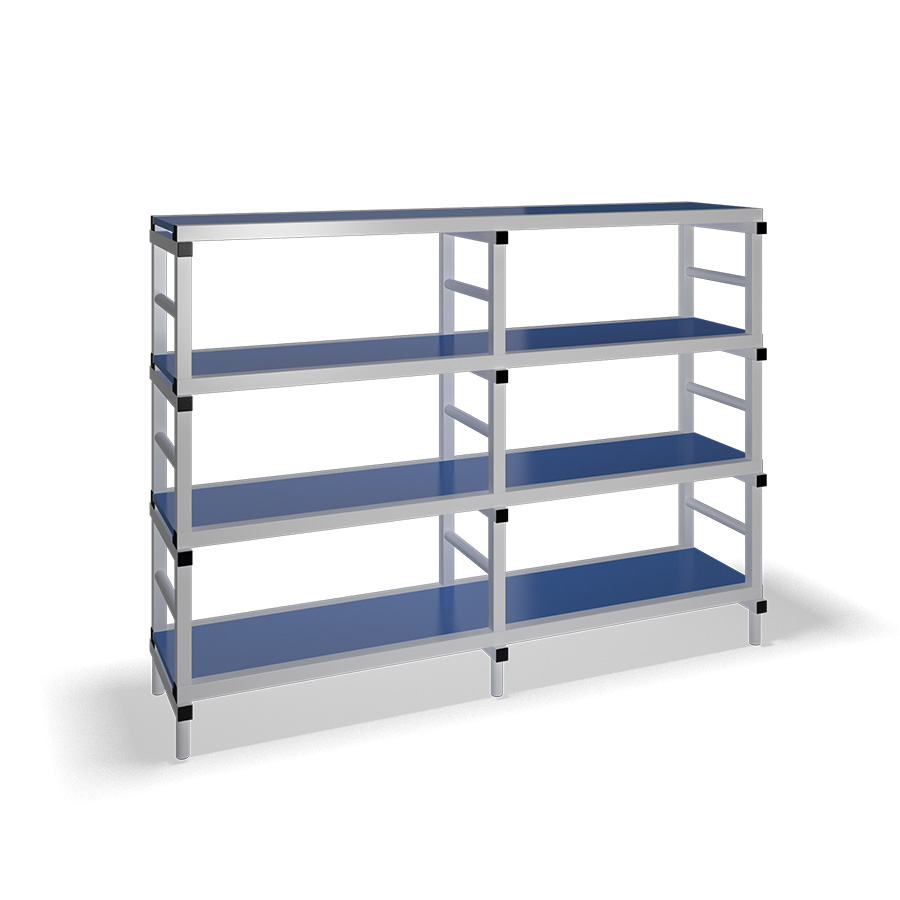 [030059] Estantería de plástico plegable con 4 estantes lisos - Dim.: 2000x500x1500h mm - Gris claro